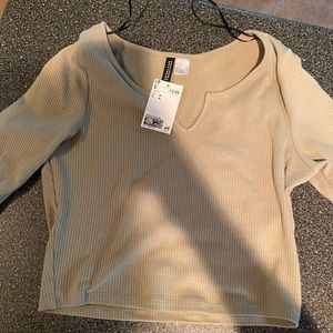 Green long sleeve h and m crop top